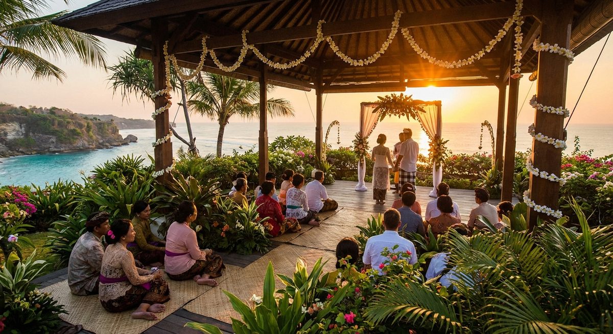 Svatba na Bali – obřad v tropické zahradě s výhledem na rýžové terasy